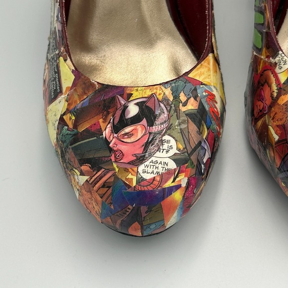 Comic Book Batman Shoes DC Womens Size 8 Pop Art Custom Decoupage High Heels 4" - Picture 10 of 16